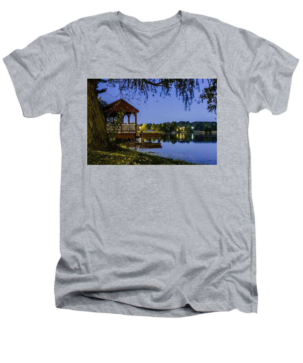Kennedy Park Men's V-Neck T-Shirt featuring the photograph Lake at Kennedy Park #1 by SAURAVphoto Online Store