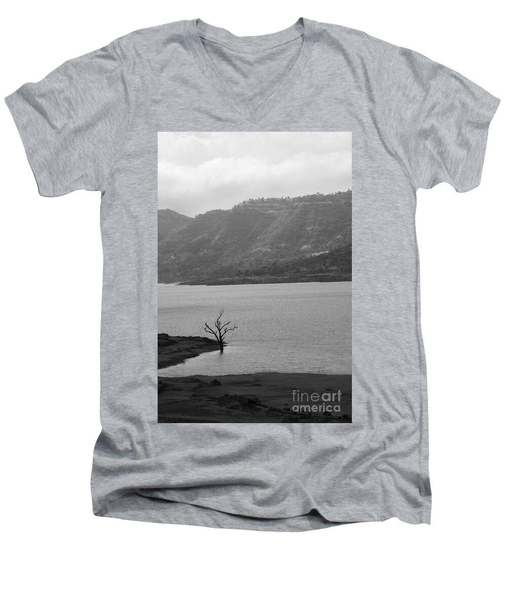 Tree Men's V-Neck T-Shirt featuring the photograph Loneliness #1 by Kiran Joshi