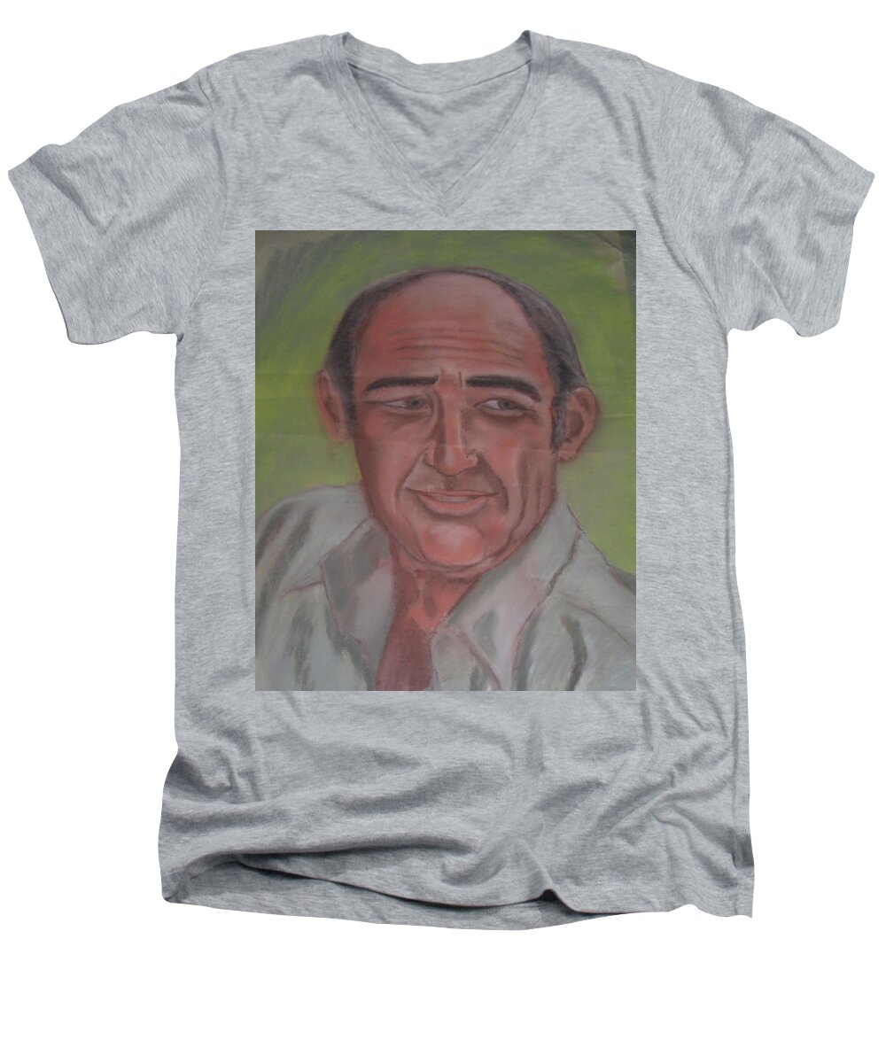 Pic Of My Dad Men's V-Neck T-Shirt featuring the pastel My Dad #1 by Val Oconnor