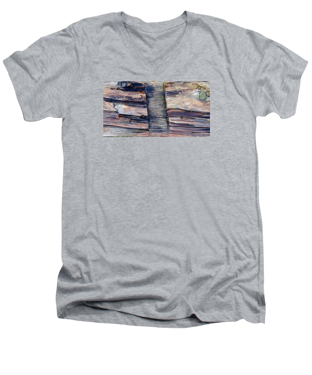 Abstract Men's V-Neck T-Shirt featuring the photograph Old wood #1 by Tom Gowanlock