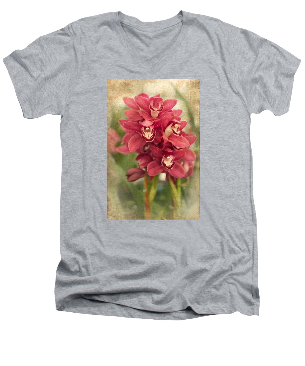 Flower Men's V-Neck T-Shirt featuring the photograph Orchid #1 by Catherine Lau