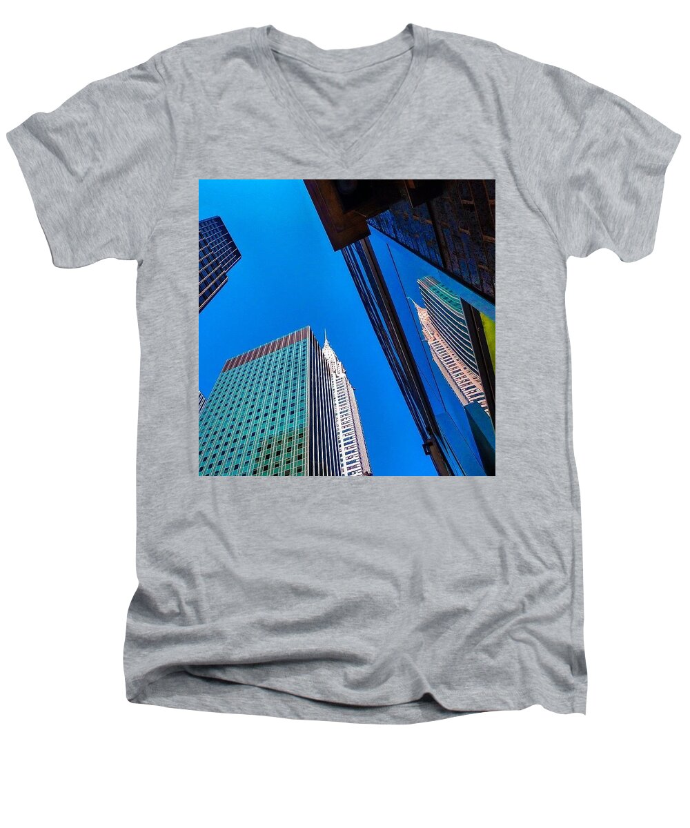 Beautiful Men's V-Neck T-Shirt featuring the photograph Photoshopping #tbt #nyc Summer Of 2013 #1 by Austin Tuxedo Cat