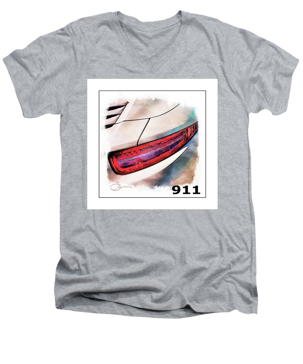 Porsche Men's V-Neck T-Shirt featuring the digital art Porsche 911 #1 by Rob Smith's