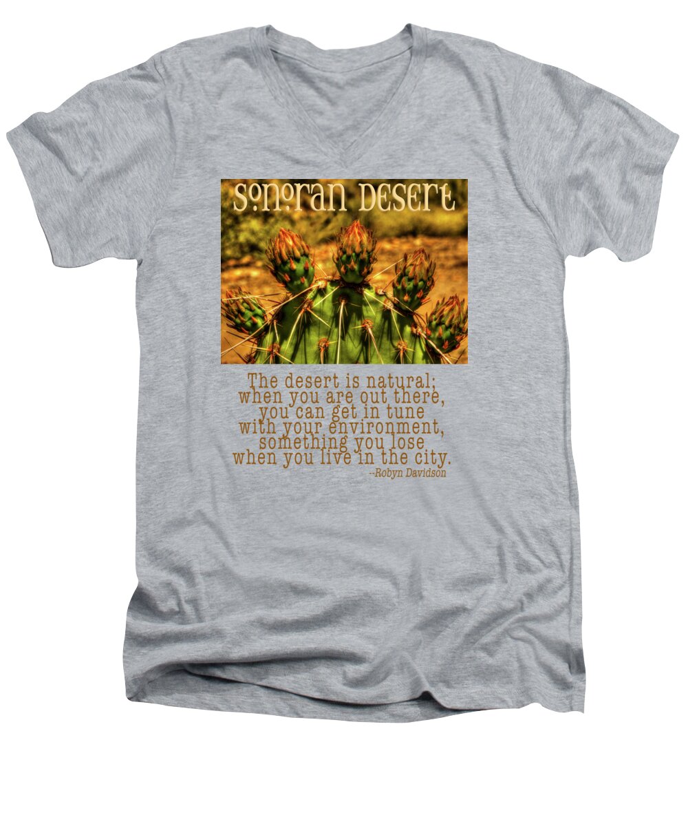 Arizona Men's V-Neck T-Shirt featuring the photograph Prickly Pear Cactus #1 by Roger Passman