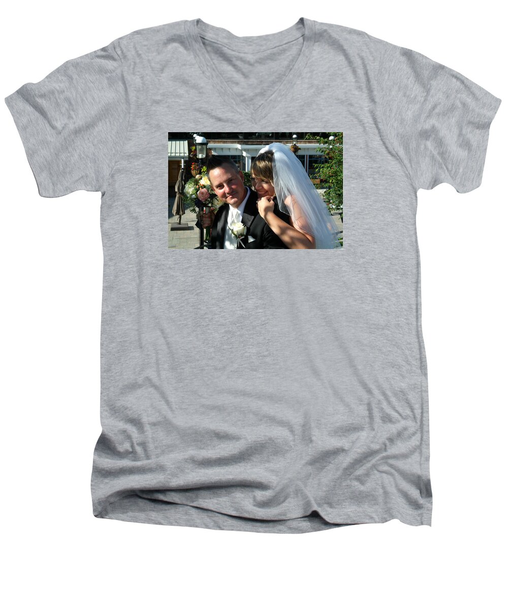  Men's V-Neck T-Shirt featuring the photograph Rebecca and David #1 by Michael Dorn
