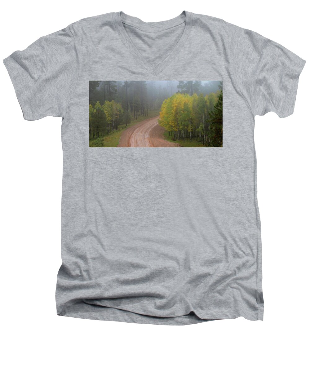  Men's V-Neck T-Shirt featuring the photograph Rim Road #1 by Matalyn Gardner