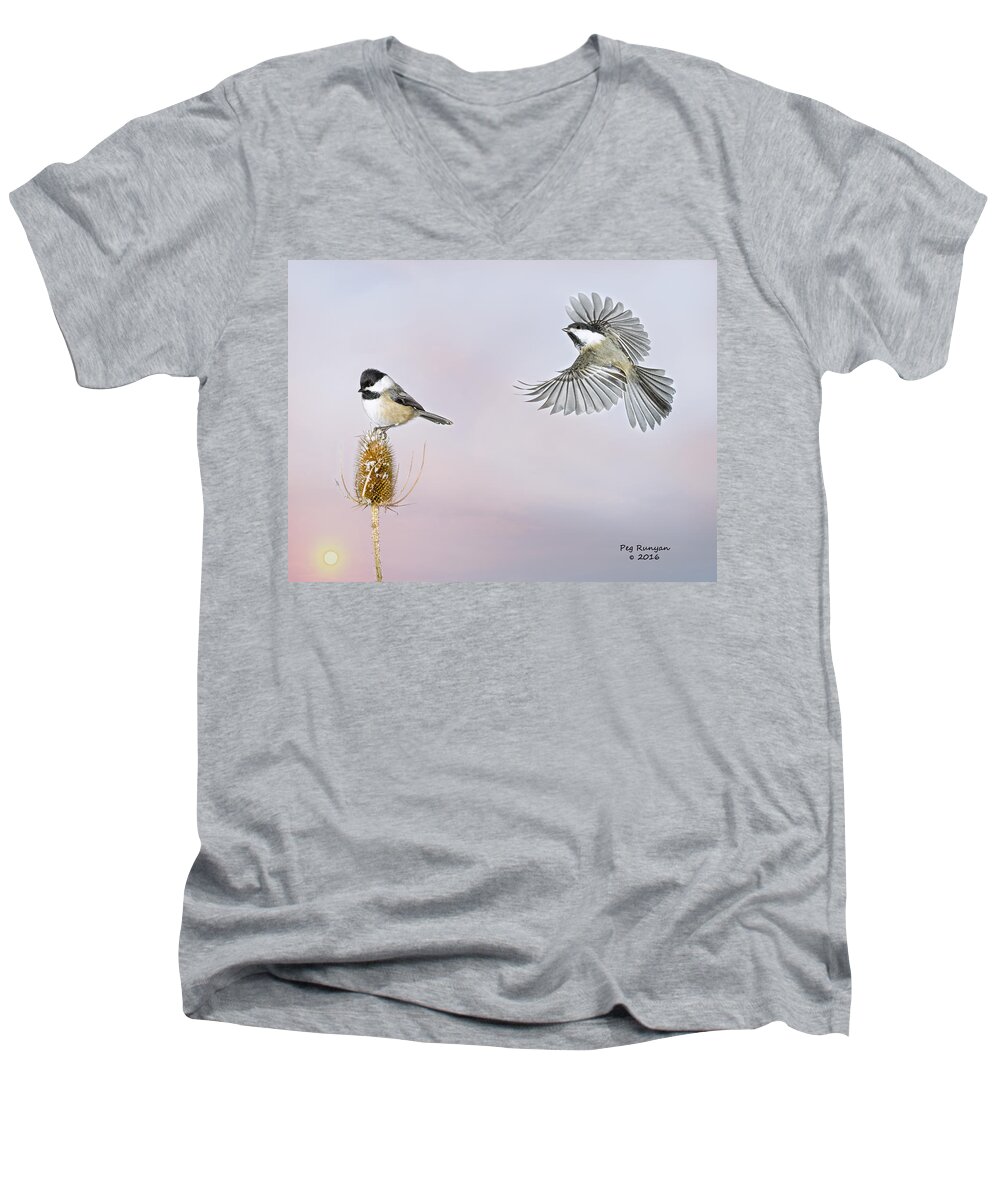 Early March Sunrise Men's V-Neck T-Shirt featuring the photograph Signs of Spring #1 by Peg Runyan