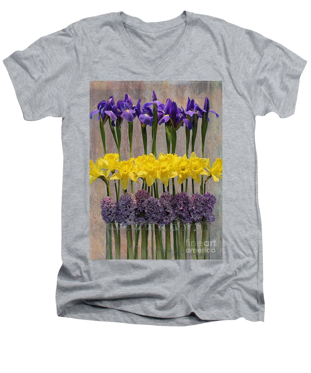 Purple Men's V-Neck T-Shirt featuring the photograph Spring Delights #2 by Nina Silver