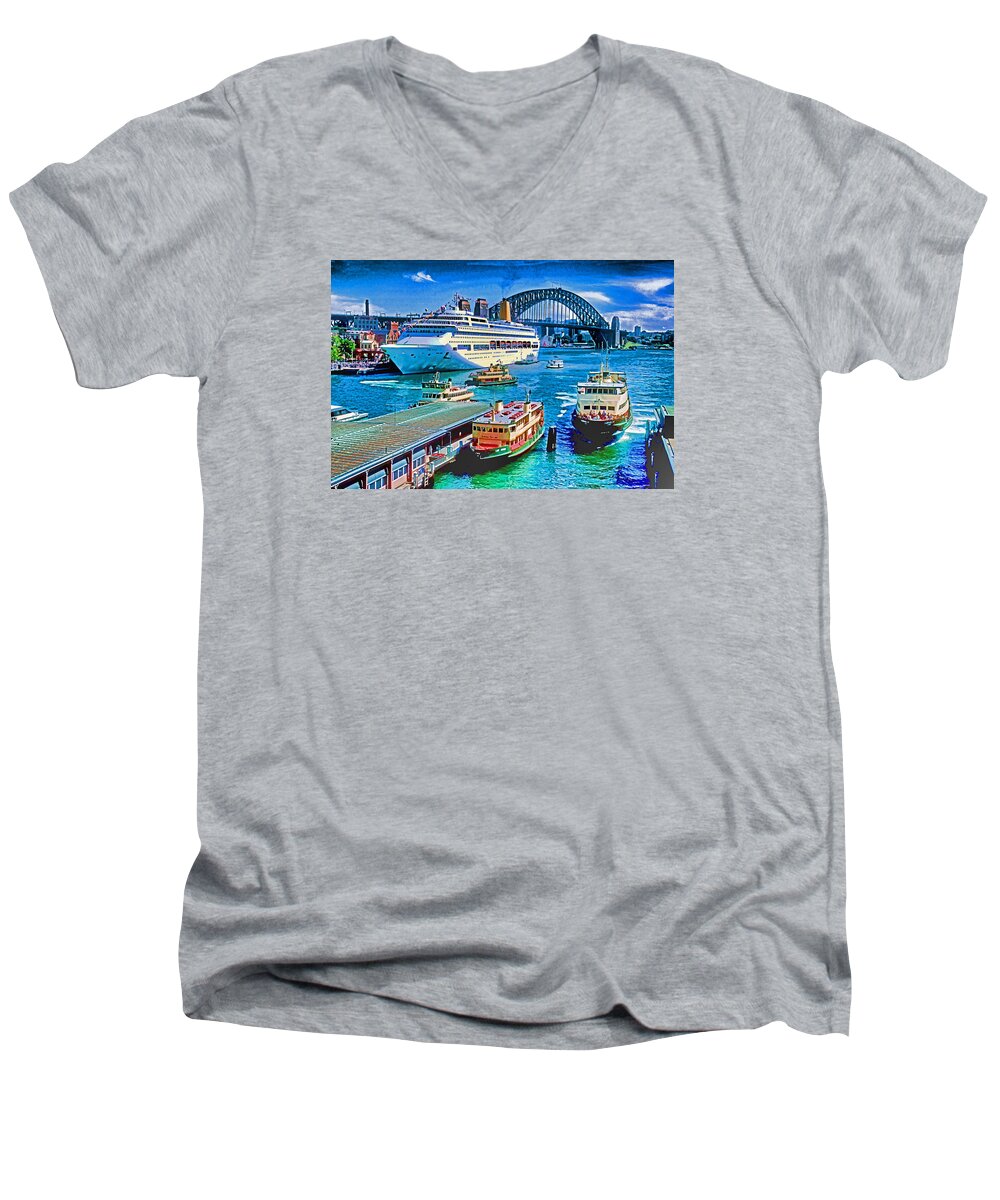 Australia Men's V-Neck T-Shirt featuring the photograph Sydney Quay #1 by Dennis Cox