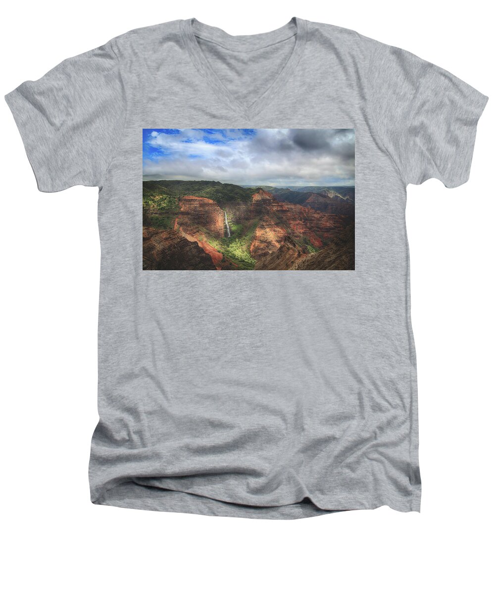 Waimea Canyon Men's V-Neck T-Shirt featuring the photograph There Are Wonders by Laurie Search