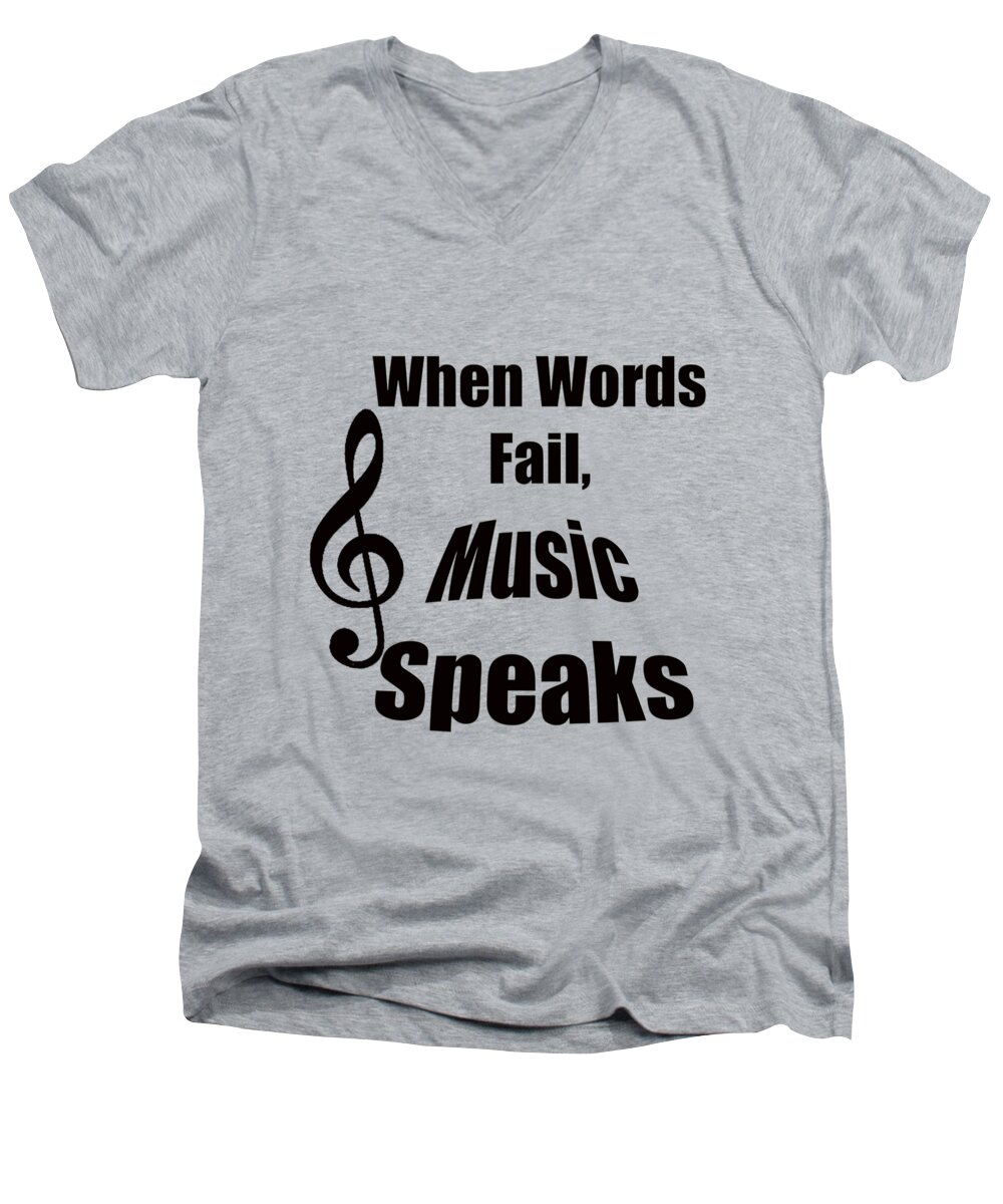 When Words Fail Music Speaks Men's V-Neck T-Shirt featuring the photograph Treble Clef When Words Fail Music Speaks by M K Miller