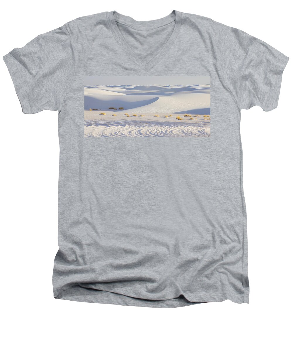 Landscape Men's V-Neck T-Shirt featuring the photograph White Sands New Mexico #1 by Elvira Butler