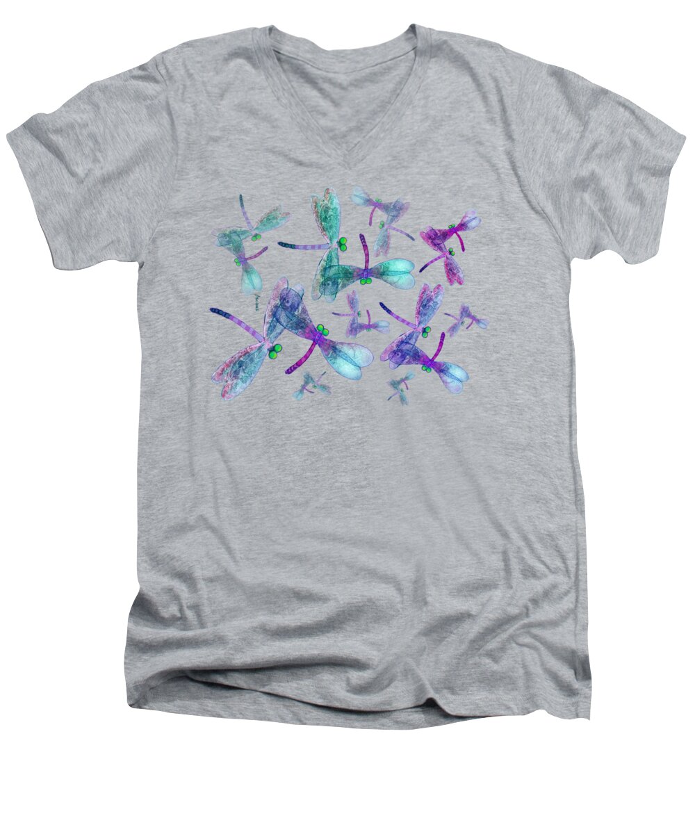 Wings Men's V-Neck T-Shirt featuring the painting Wings shirt image #1 by Teresa Ascone