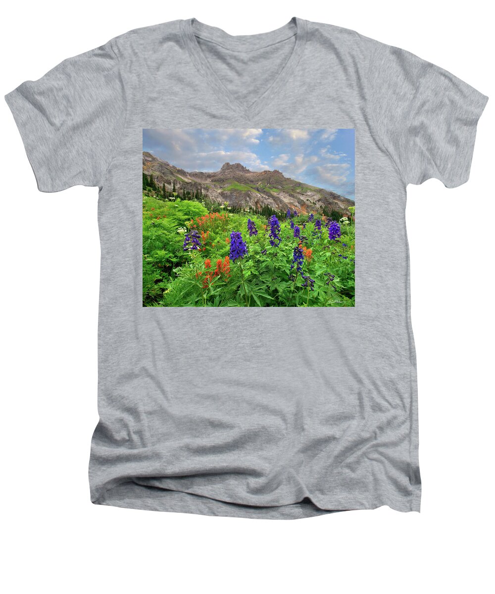 Scenic And Landscape Men's V-Neck T-Shirt featuring the photograph Yankee Boy Basin #1 by Tim Fitzharris