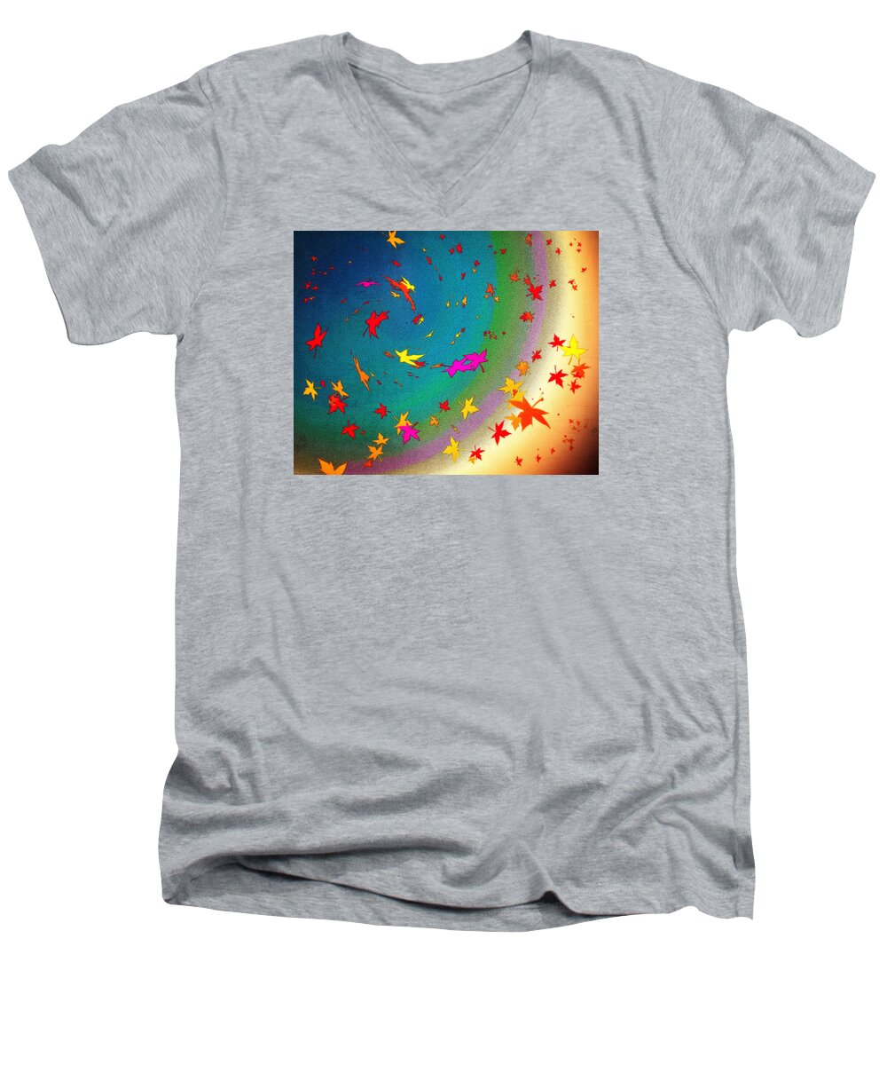 Abstract Men's V-Neck T-Shirt featuring the digital art 103 by Timothy Bulone
