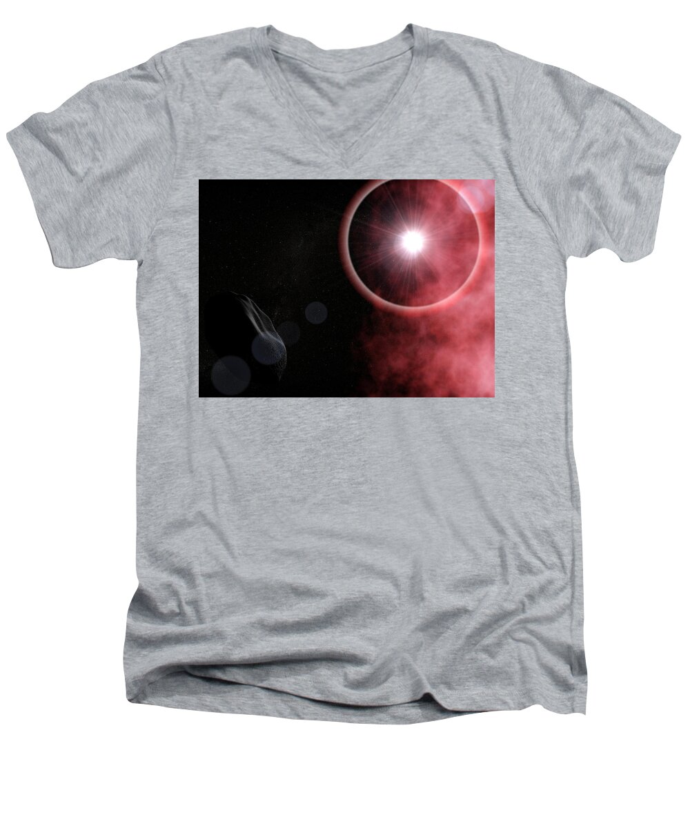 Space Men's V-Neck T-Shirt featuring the digital art Space #11 by Super Lovely