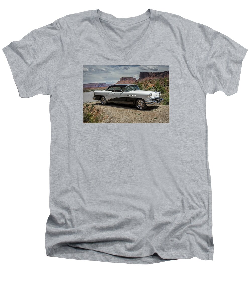 1956 Buick Special Men's V-Neck T-Shirt featuring the photograph 1956 Buick Special by Lou Novick