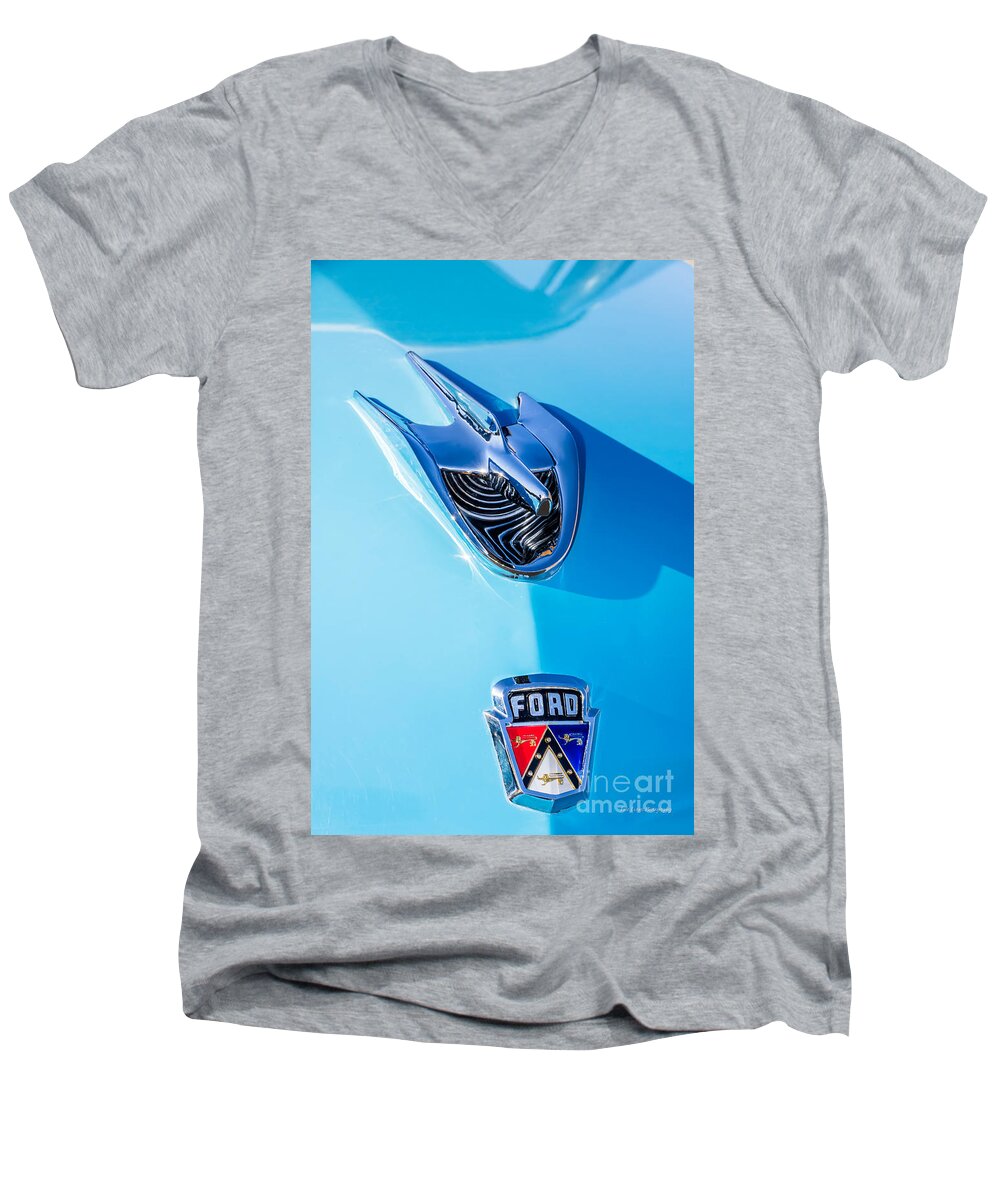 1956 Ford Hood Ornament Men's V-Neck T-Shirt featuring the photograph 1956 Ford Hood Ornament by Aloha Art
