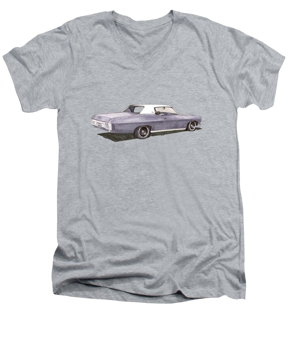 Your 1970 Chevrolet On A Tee Shirt Men's V-Neck T-Shirt featuring the painting Chevrolet Impala by Jack Pumphrey