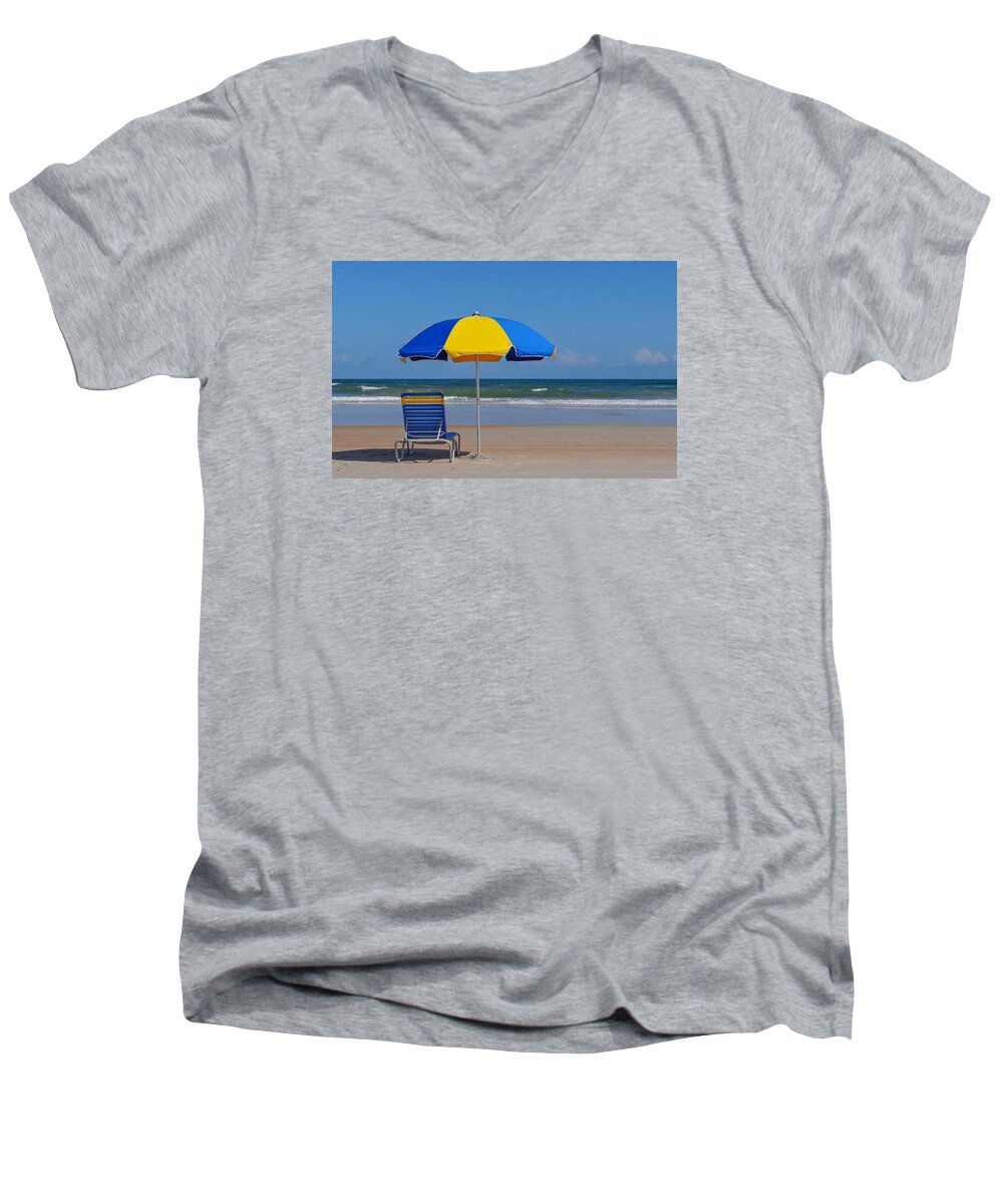 Vacation Men's V-Neck T-Shirt featuring the photograph At The Beach #3 by Dennis Dugan
