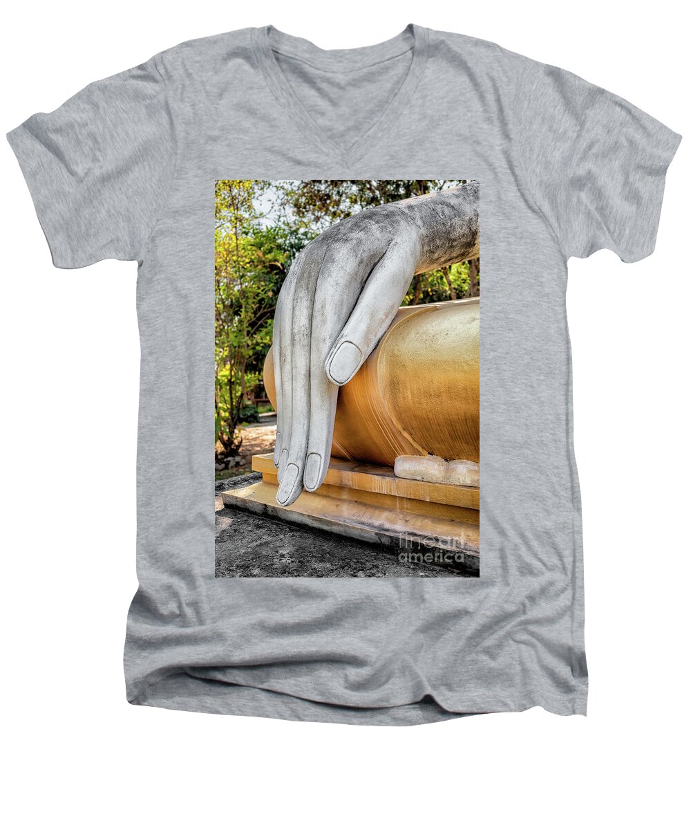 Buddha Men's V-Neck T-Shirt featuring the photograph Buddha Hand #5 by Adrian Evans