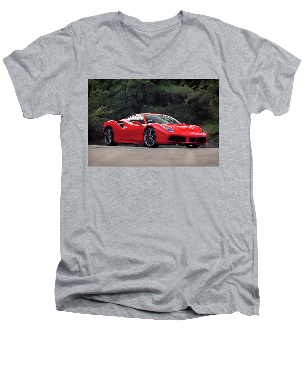 Ferrari Men's V-Neck T-Shirt featuring the photograph #Ferrari #488GTB #2 by ItzKirb Photography