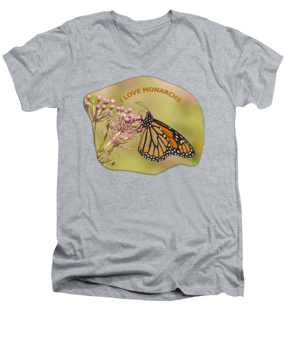 Monarch Butterfly Men's V-Neck T-Shirt featuring the photograph I Love Monarchs #2 by Thomas Young
