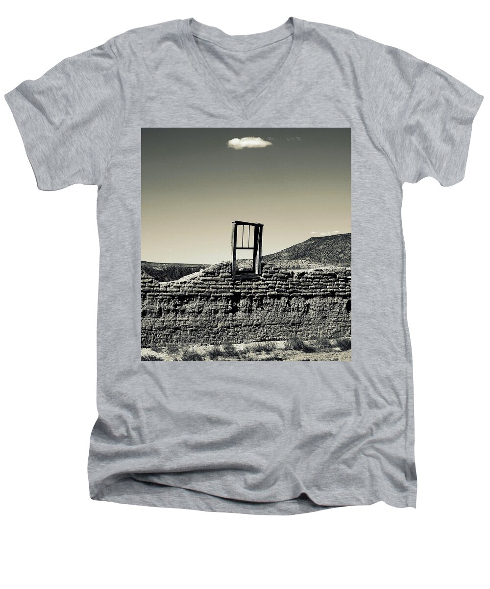Adobe Ruins Men's V-Neck T-Shirt featuring the photograph Sacred Window #2 by Gia Marie Houck