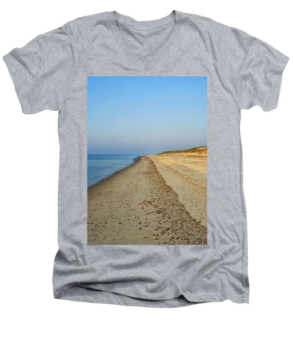 Sandy Neck Men's V-Neck T-Shirt featuring the photograph Sandy Neck Beach #1 by Charles Harden