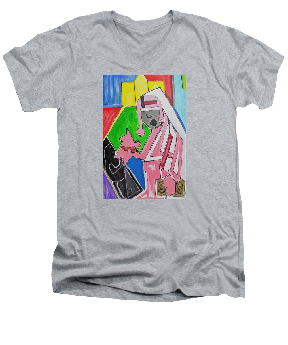 Nature Men's V-Neck T-Shirt featuring the painting Untitled #2 by Jose Rojas