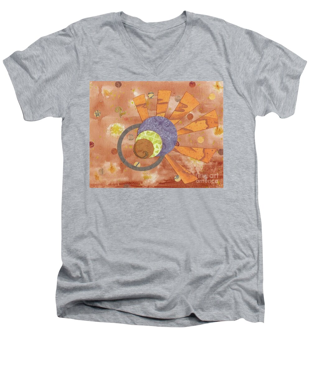 Orange Men's V-Neck T-Shirt featuring the mixed media 2Life by Desiree Paquette