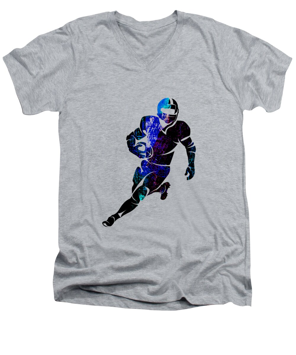 Football Men's V-Neck T-Shirt featuring the mixed media Football Collection #2 by Marvin Blaine