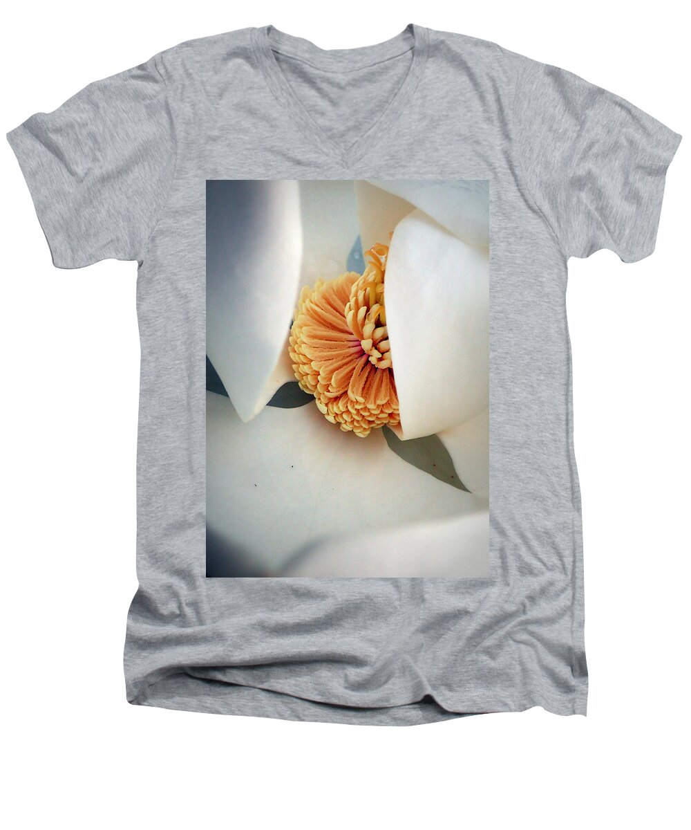 Magnolia Men's V-Neck T-Shirt featuring the photograph Magnolia Blossom #3 by Farol Tomson
