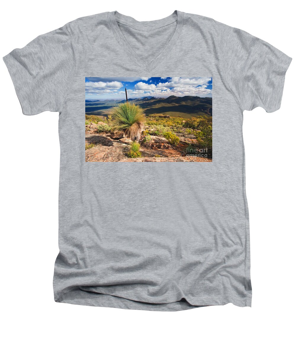 Wilpena Pound St Maty's Peak Flinders Ranges South Australia Landscape Australian Outback Men's V-Neck T-Shirt featuring the photograph Wilpena Pound #3 by Bill Robinson