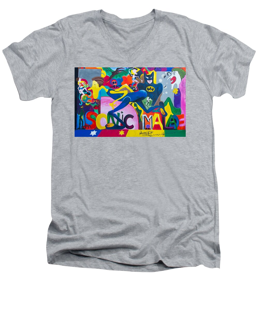 Graffiti Men's V-Neck T-Shirt featuring the digital art Graffiti #4 by Super Lovely
