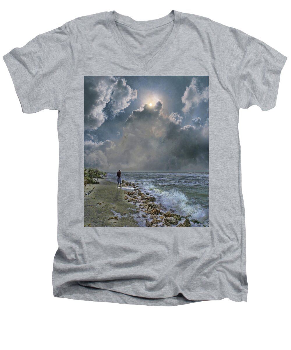 Man Men's V-Neck T-Shirt featuring the photograph 4405 by Peter Holme III