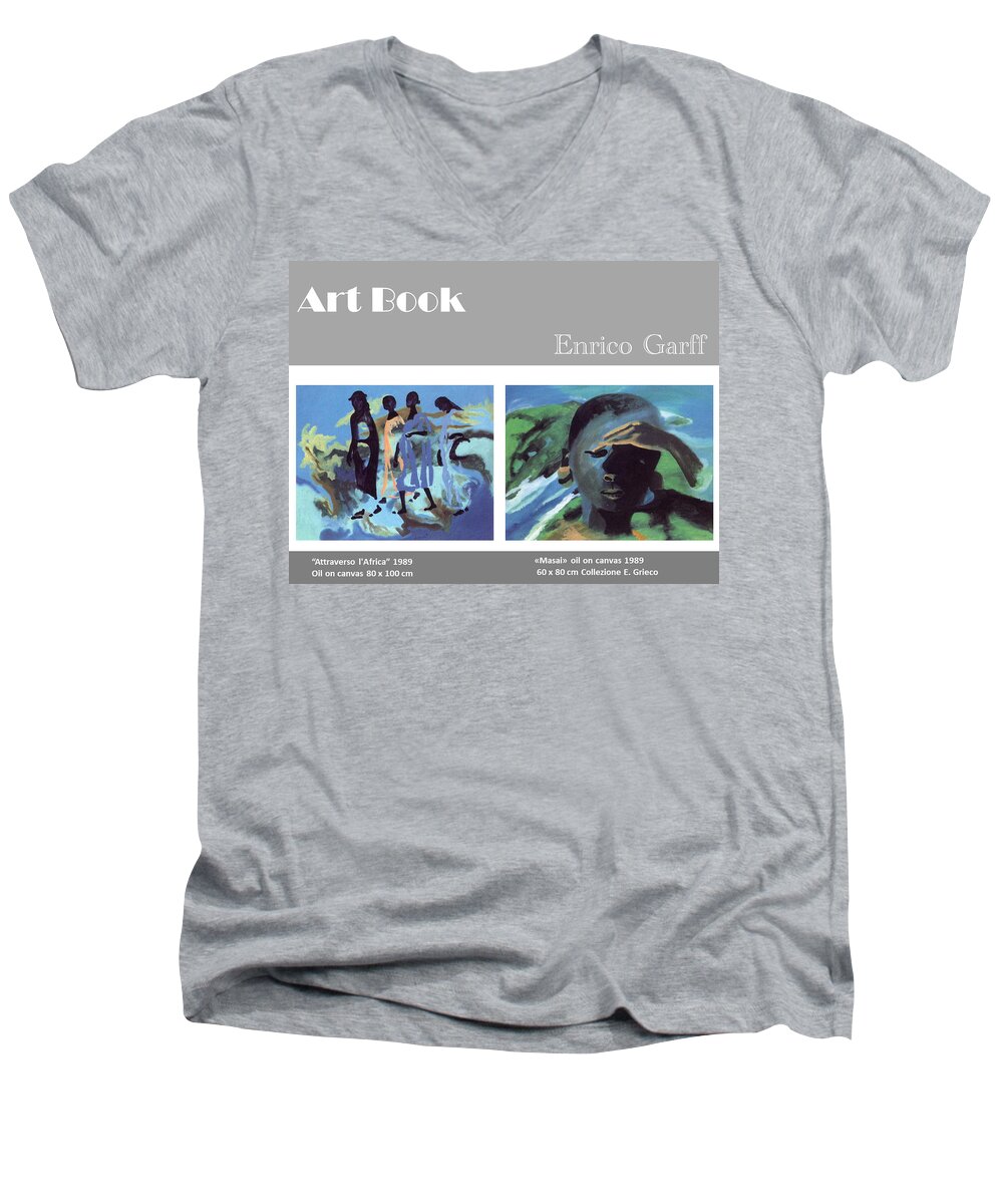 Africa Men's V-Neck T-Shirt featuring the painting Art Book #8 by Enrico Garff
