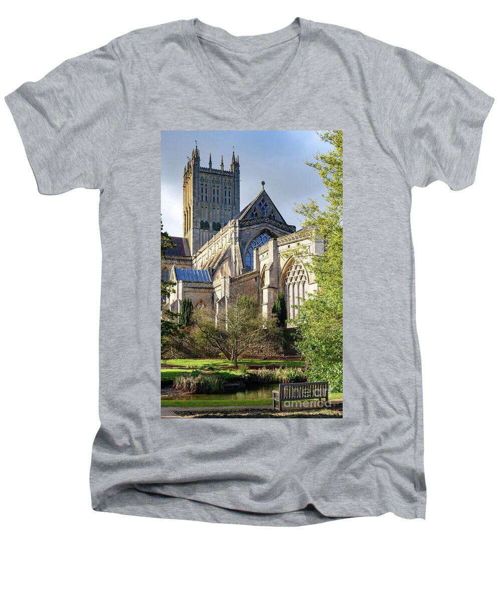 Wells Men's V-Neck T-Shirt featuring the photograph Wells Cathedral #5 by Colin Rayner