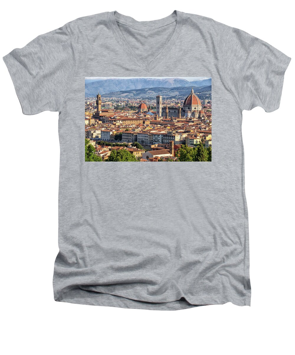 Cityscape Of Florence Men's V-Neck T-Shirt featuring the photograph Photographer #7 by Matthew Pace