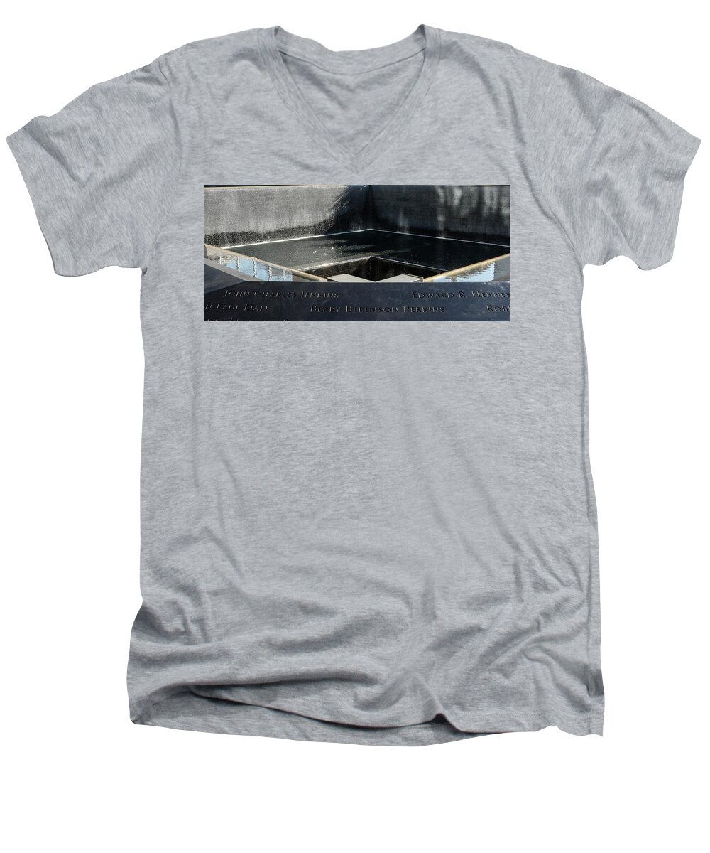 911 Memorial Pool New York City Men's V-Neck T-Shirt featuring the photograph 911 Memorial Pool-8 by William Kimble