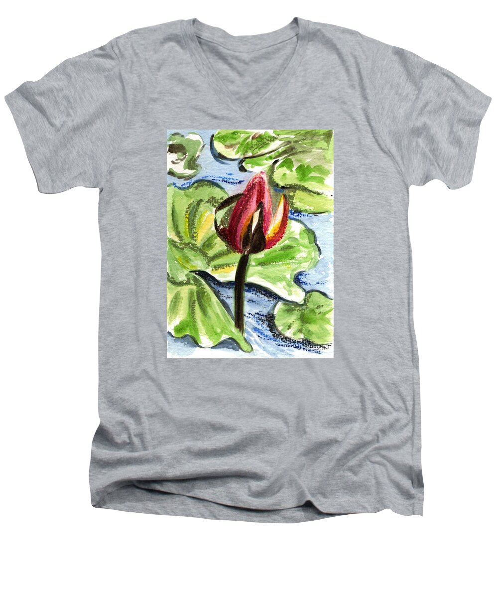 Water Lilies Men's V-Neck T-Shirt featuring the painting A Birth Of A Life by Harsh Malik