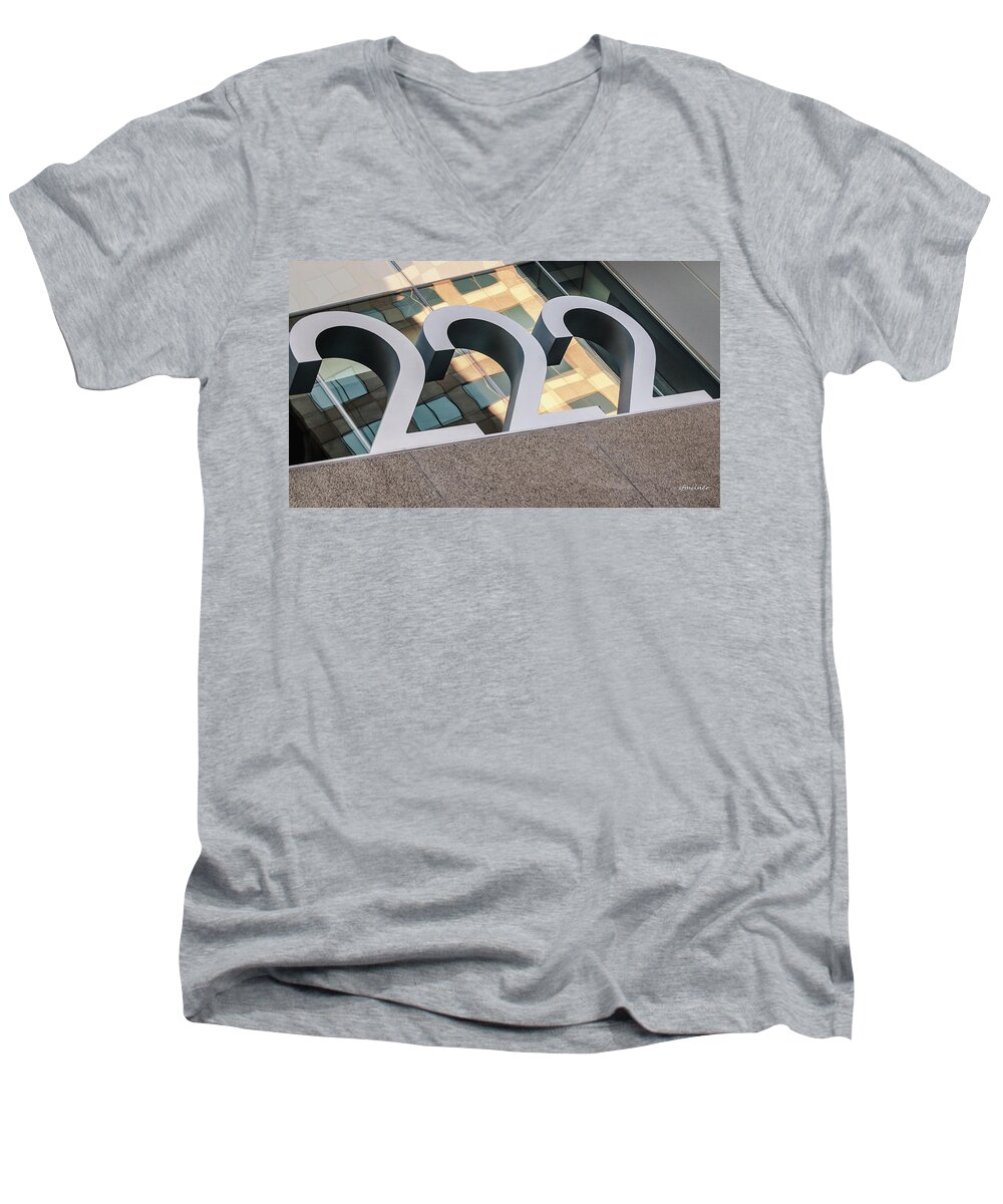Numbers Men's V-Neck T-Shirt featuring the photograph A Close Second - Architectural by Steven Milner