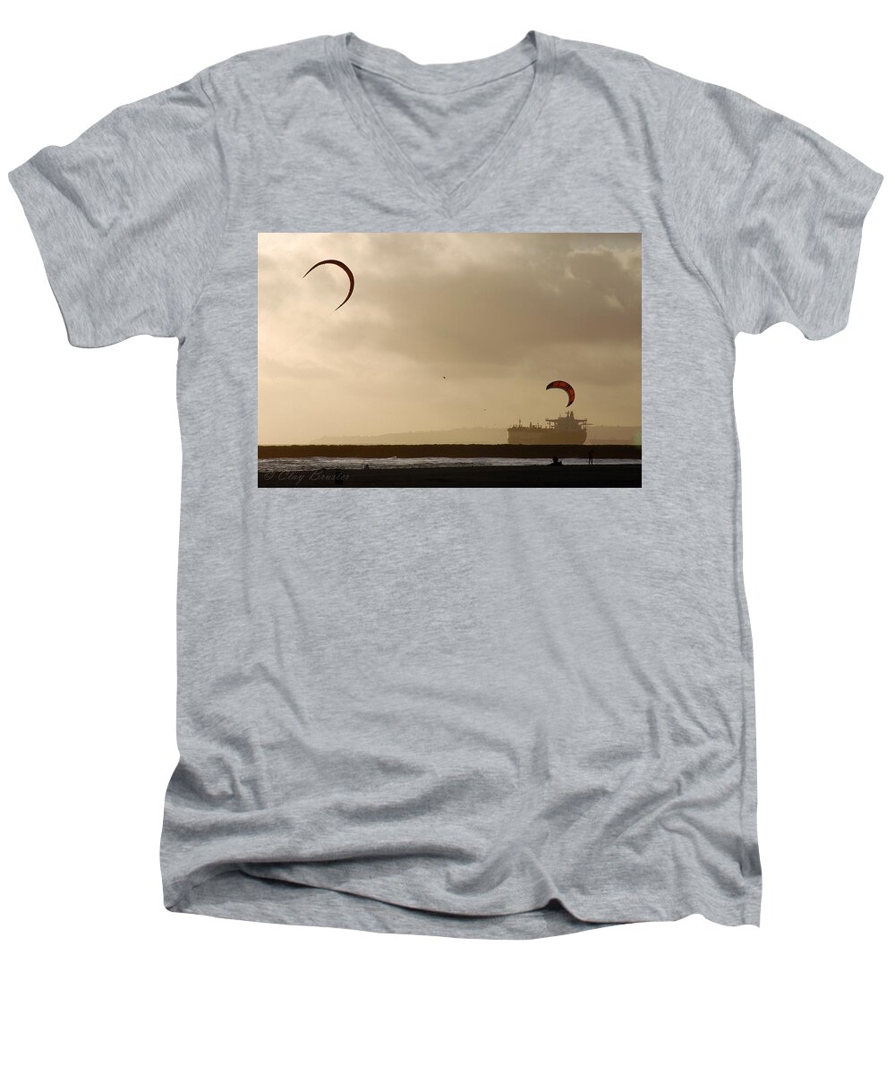 Clay Men's V-Neck T-Shirt featuring the photograph A Day At The Beach by Clayton Bruster