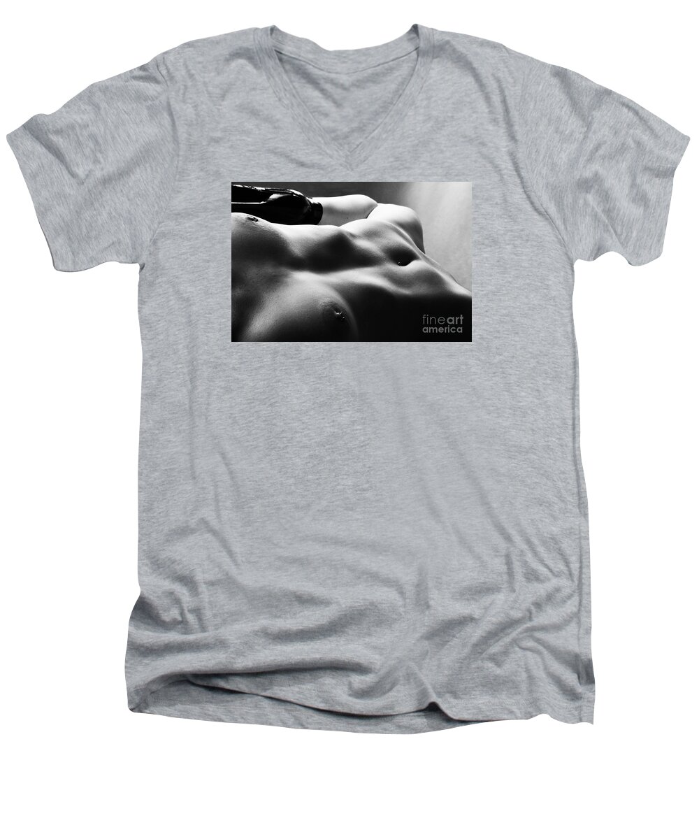 Artistic Men's V-Neck T-Shirt featuring the photograph A dominant vision by Robert WK Clark