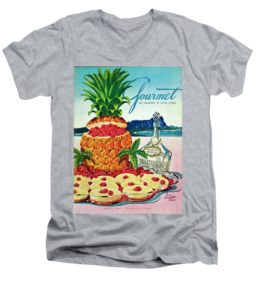 Food Men's V-Neck T-Shirt featuring the photograph A Hawaiian Scene With Pineapple Slices by Henry Stahlhut