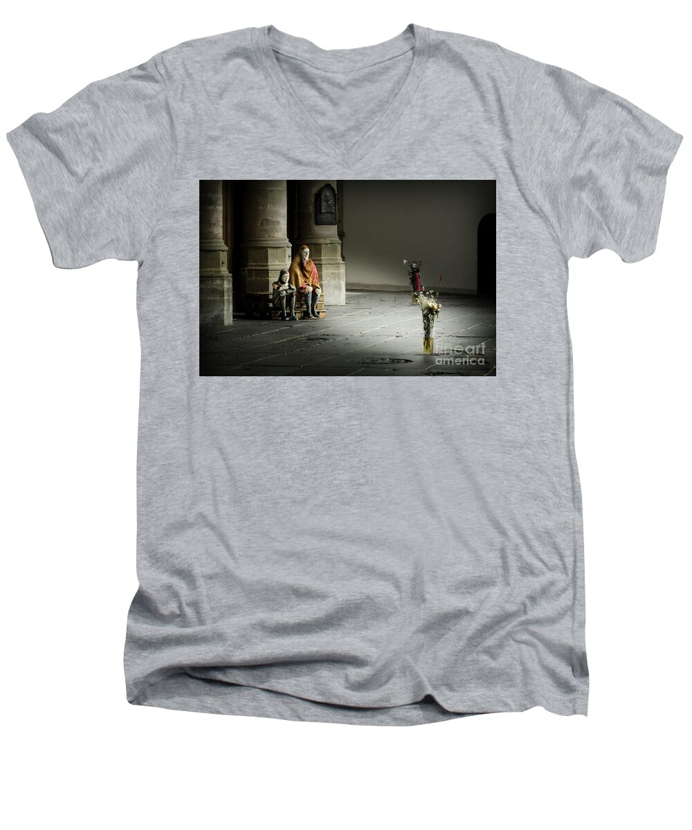 Amsterdam Men's V-Neck T-Shirt featuring the photograph A scene in Oude Kerk Amsterdam by RicardMN Photography