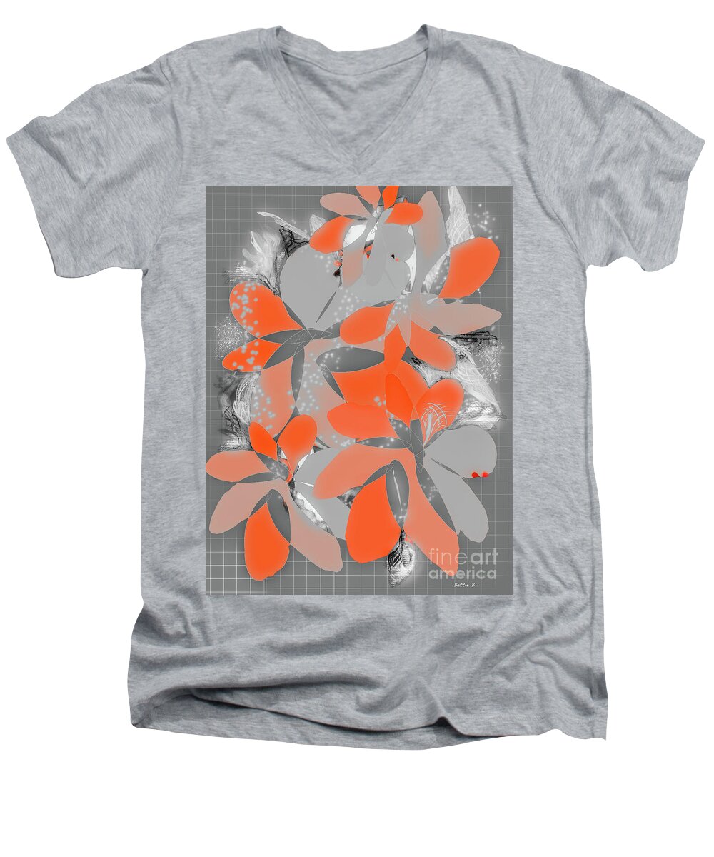 Simplicity Men's V-Neck T-Shirt featuring the digital art A Sprinkle of Orange by Beth Saffer