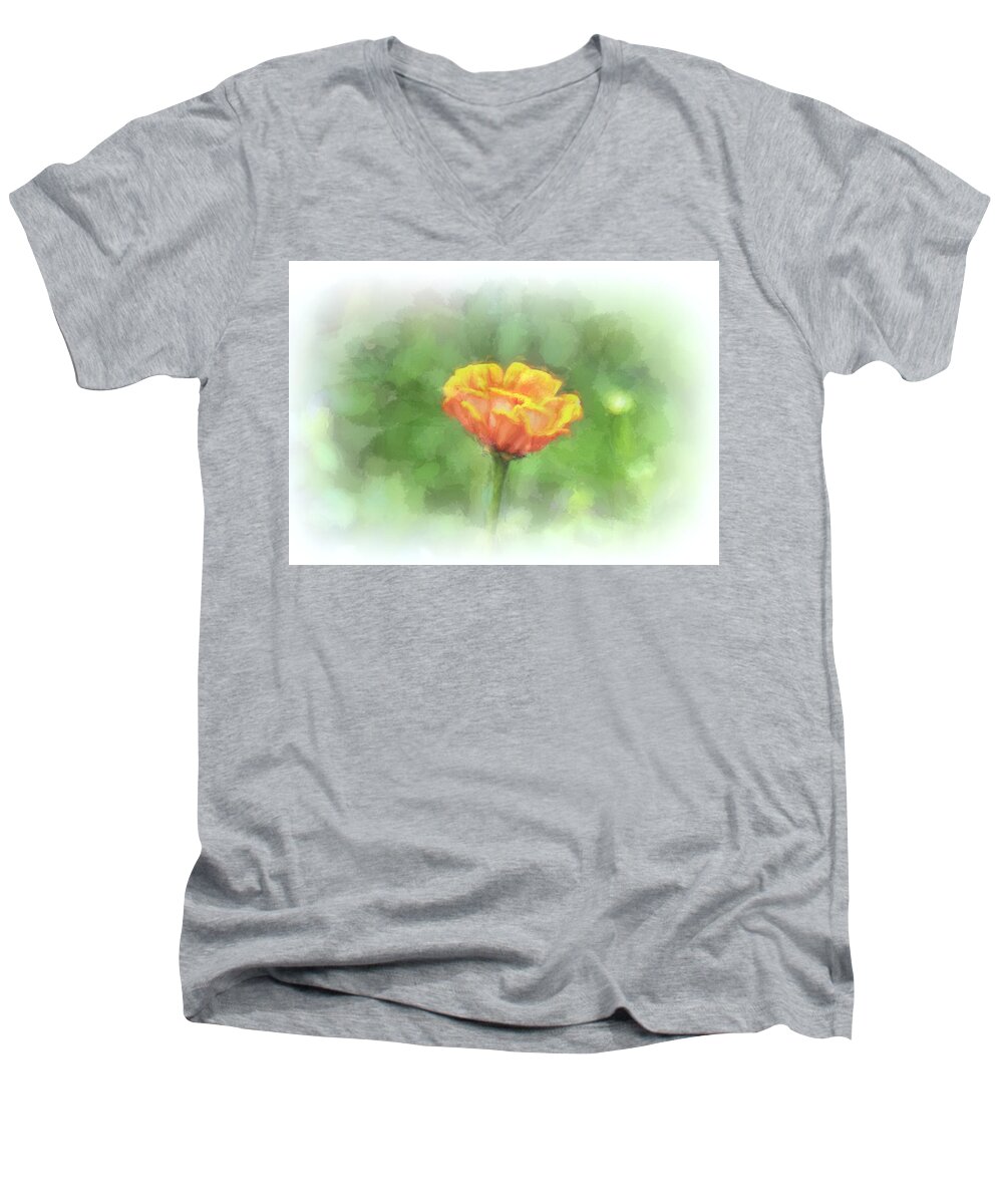 Green Men's V-Neck T-Shirt featuring the photograph A Touch of Spring by Tricia Marchlik