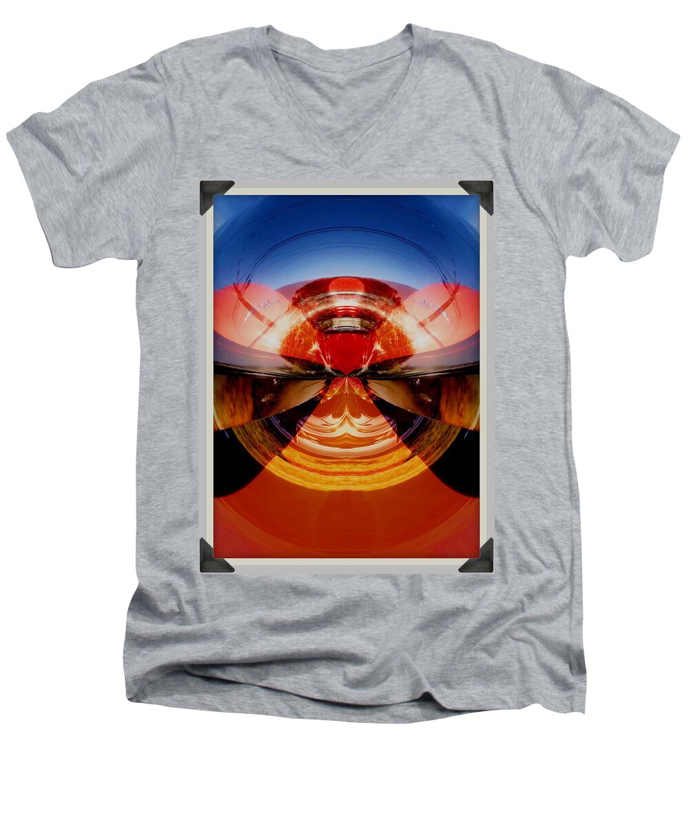 Cars Men's V-Neck T-Shirt featuring the photograph Abstract old car spare tire by Karl Rose