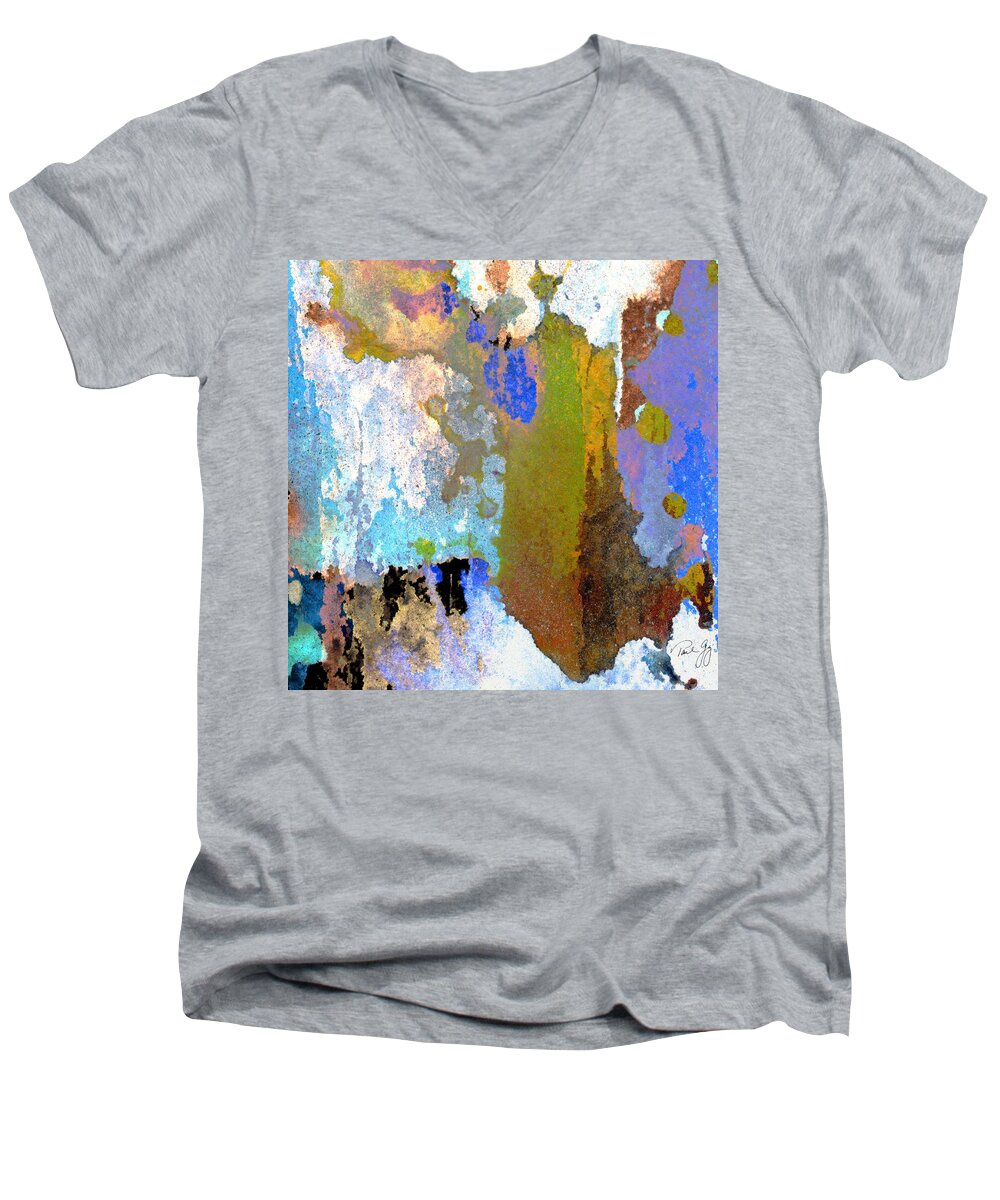 Abstract Men's V-Neck T-Shirt featuring the mixed media Abstract Wash 1 by Paul Gaj